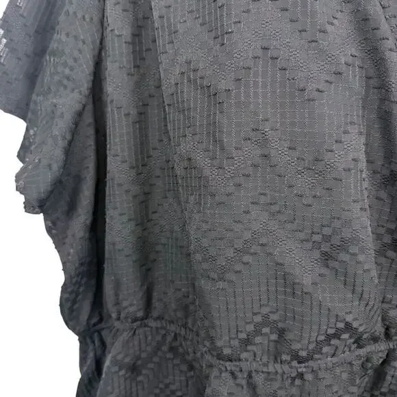 Lane Bryant Womens Black Short Sleeve Peplum Textured V-Neck Shirt Top NWT 26/28 - Picture 6 of 16